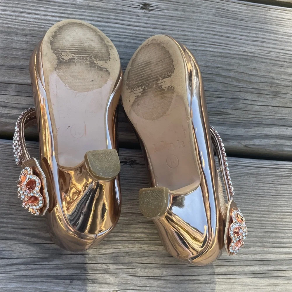 Girls Link Rose Gold Patent Mary Jane Dress Shoes Size 10